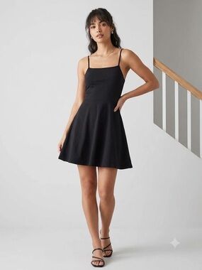 Forever 21 Black Square Neck Skater Dress S